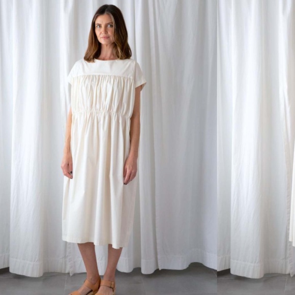 BLACK CRANE Ivory Curtain Cotton Dress - Size L - Picture 12 of 16